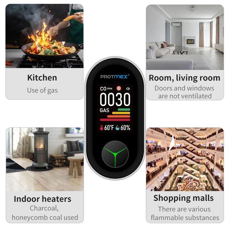 Protmex Portable Carbon Monoxide Detectors & Natural Gas Detector Plug in