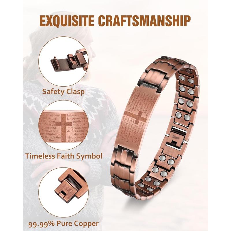 Jecanori 2X Copper Magnetic Bracelet for Men,Ultr