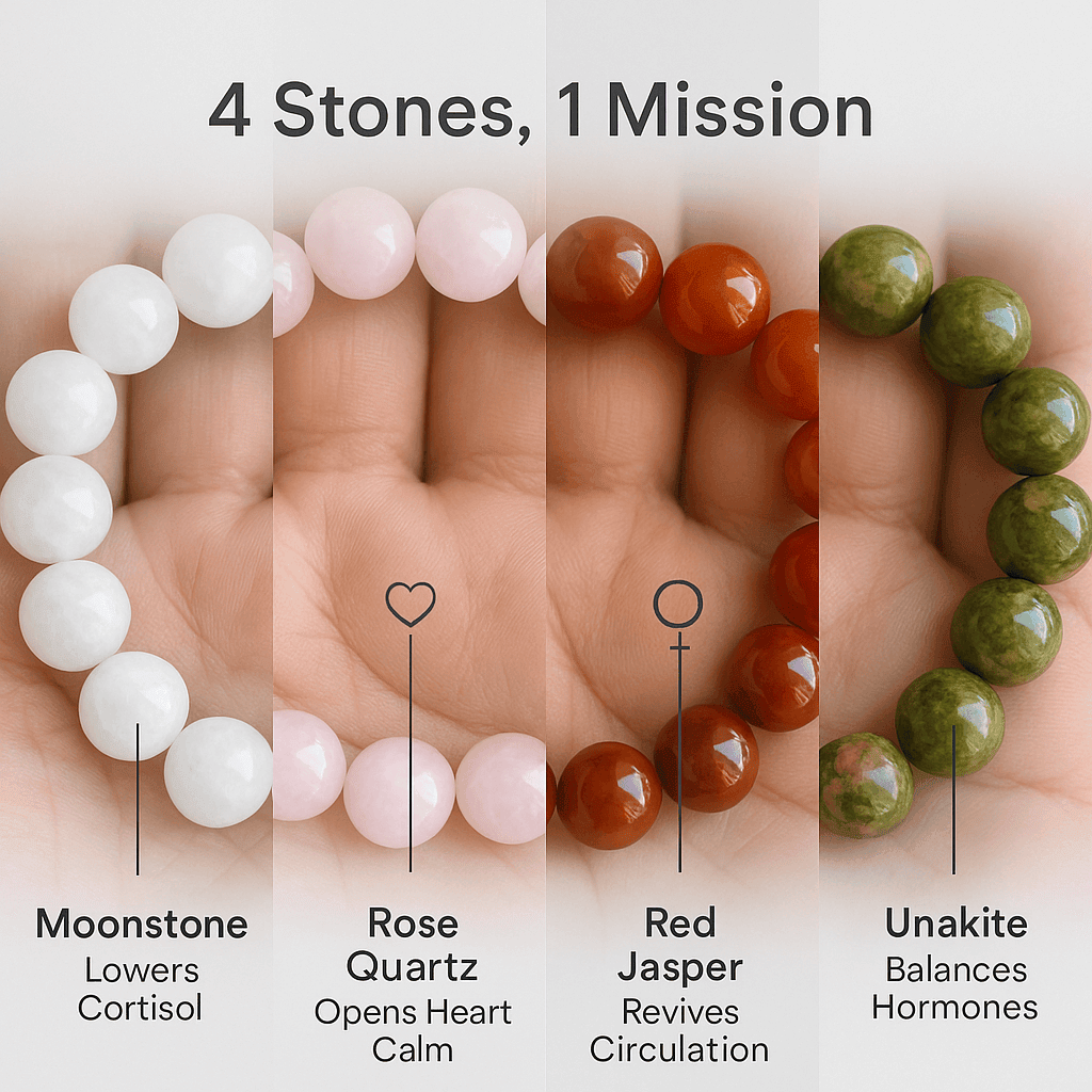 CalmCradle™ Fertility Bracelet | Piezo-Calm Moonstone & Rose Quartz Wristband for Natural Conception Support