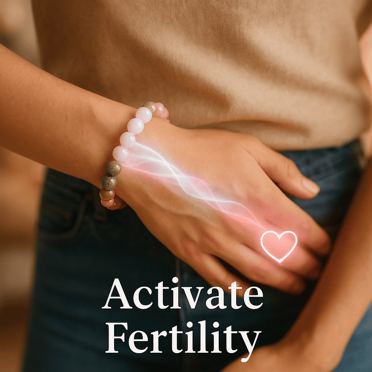 CalmCradle™ Fertility Bracelet | Piezo-Calm Moonstone & Rose Quartz Wristband for Natural Conception Support