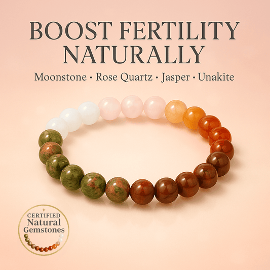 CalmCradle™ Fertility Bracelet | Piezo-Calm Moonstone & Rose Quartz Wristband for Natural Conception Support