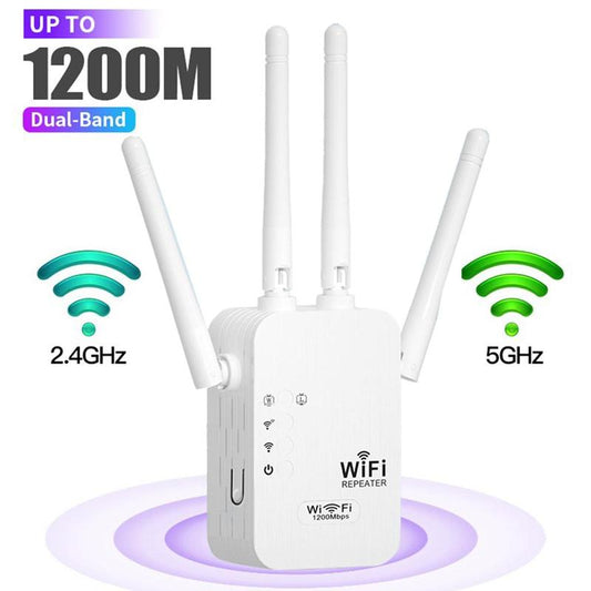 WiFi Extender 2025, 1200Mbps Dual Band (5GHz/2.4GHz) Signal Booster, Covers 10,000 sq