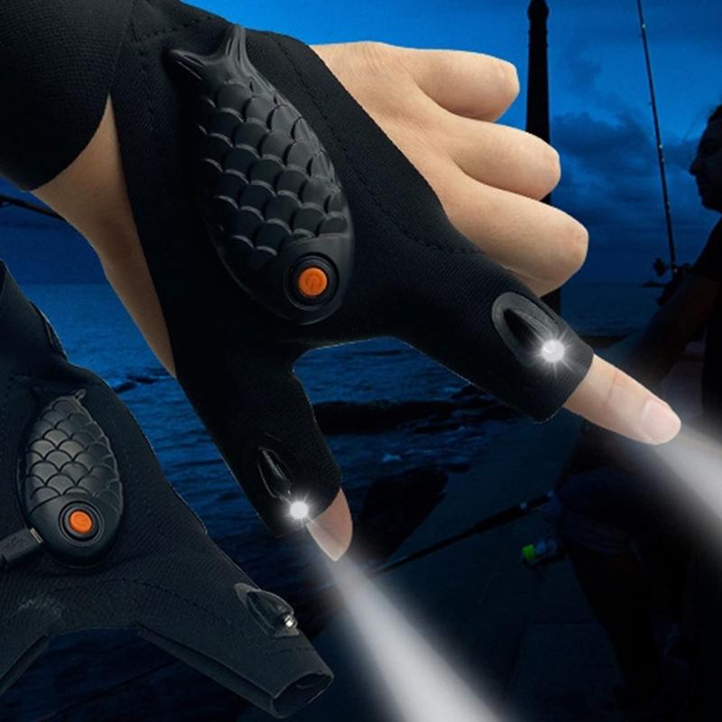Adjustable LED Flashlight Gloves for Night Work and Camping