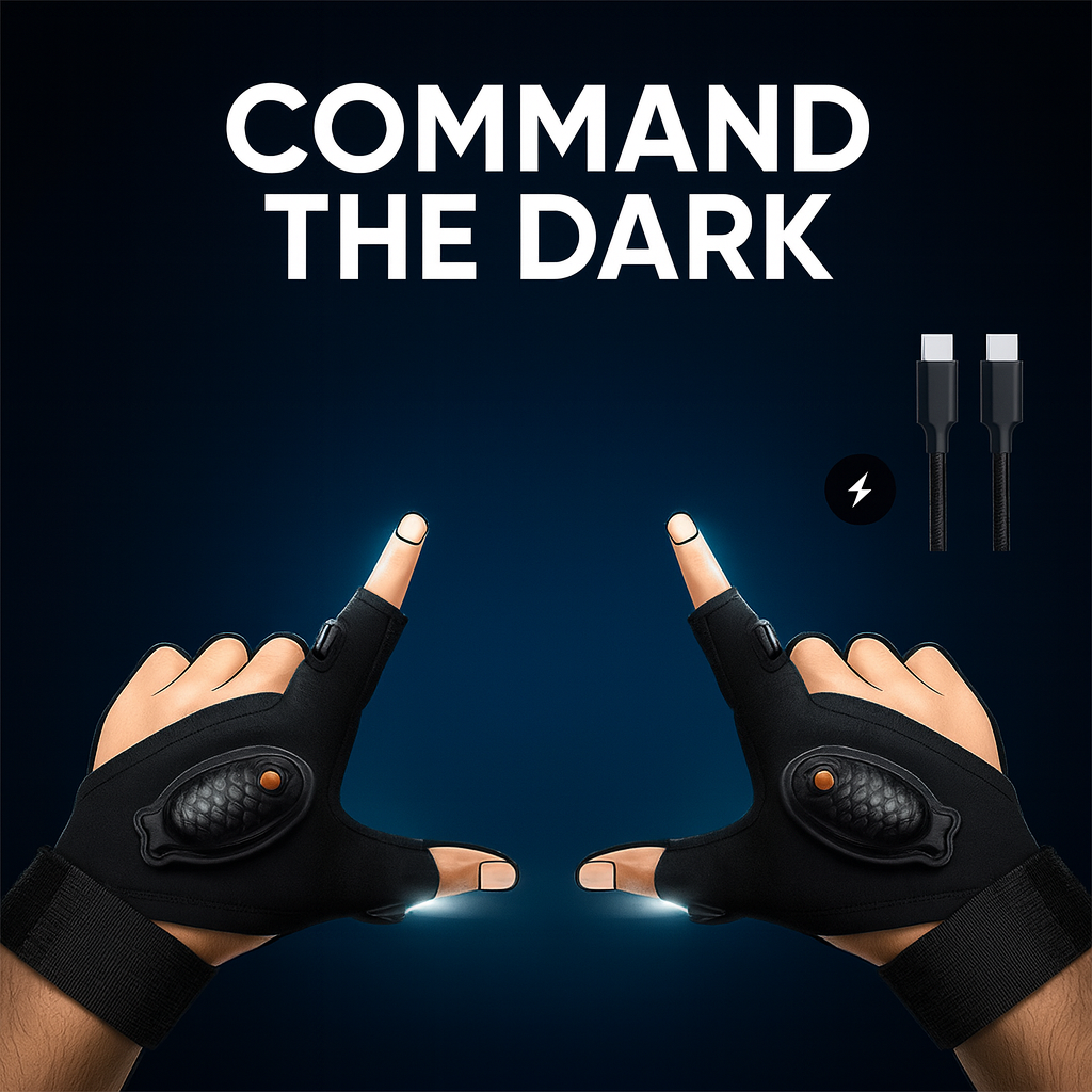 Adjustable LED Flashlight Gloves for Night Work and Camping