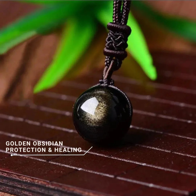 Golden obsidian “sphere” pendant