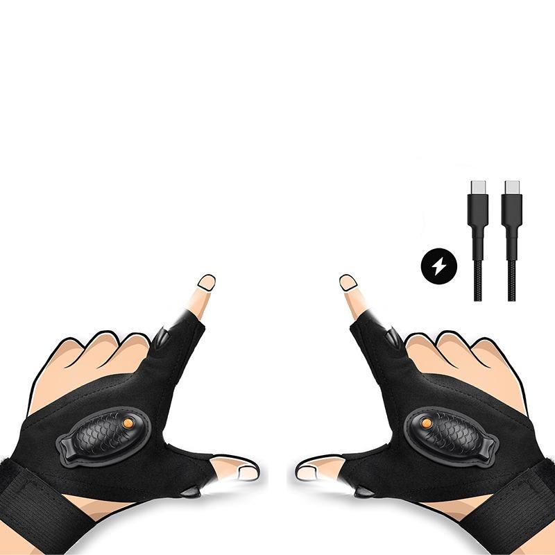 Adjustable LED Flashlight Gloves for Night Work and Camping