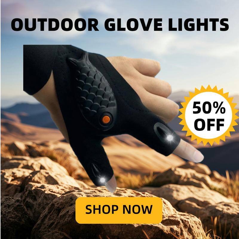 Adjustable LED Flashlight Gloves for Night Work and Camping