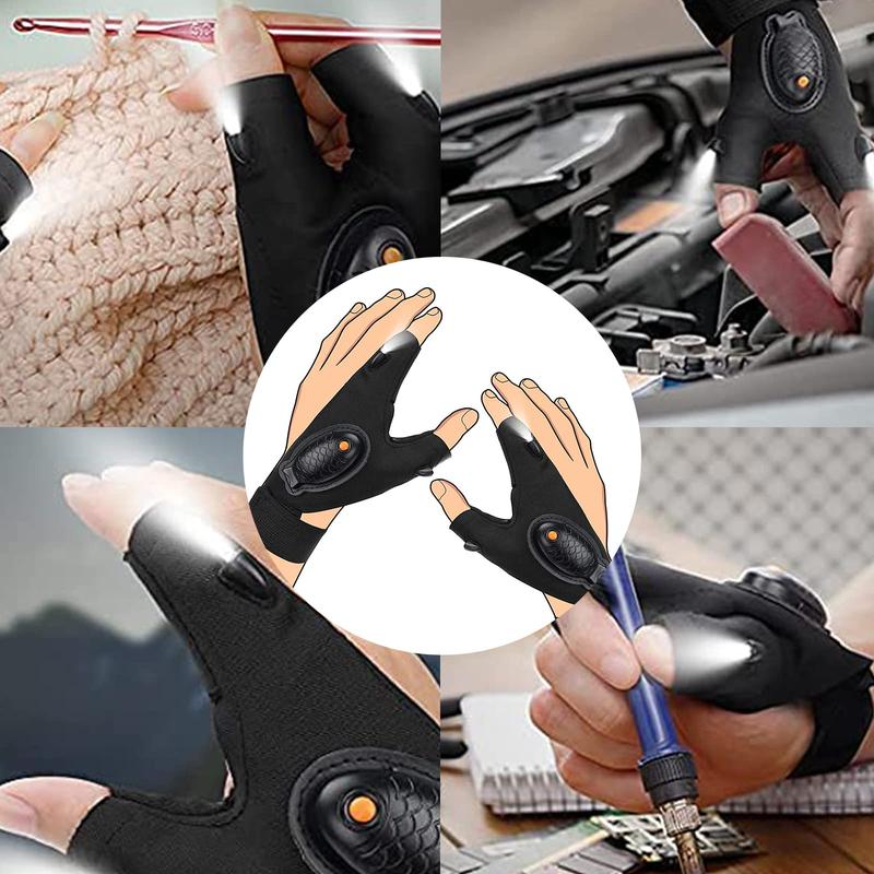 Adjustable LED Flashlight Gloves for Night Work and Camping