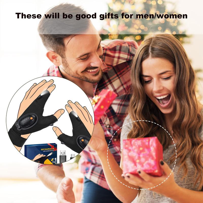 Adjustable LED Flashlight Gloves for Night Work and Camping