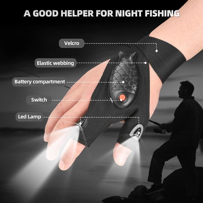 Adjustable LED Flashlight Gloves for Night Work and Camping