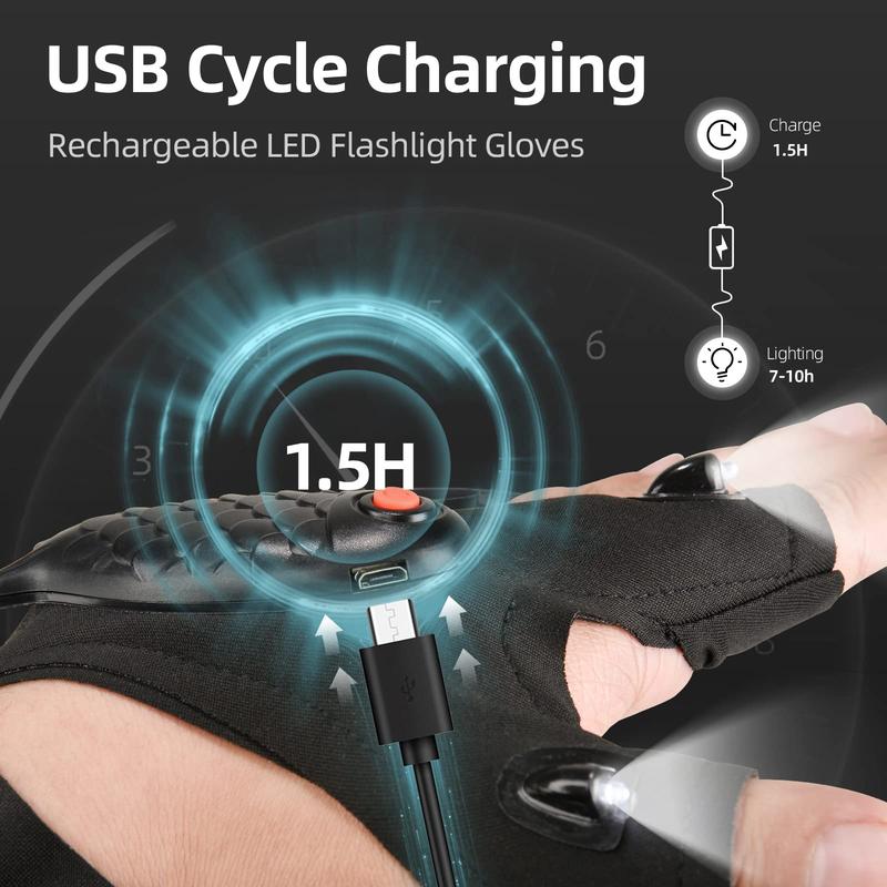 Adjustable LED Flashlight Gloves for Night Work and Camping