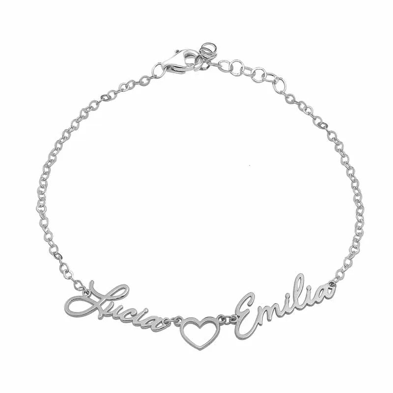 Custom Two-Name Heart Bracelet – Mom & Child