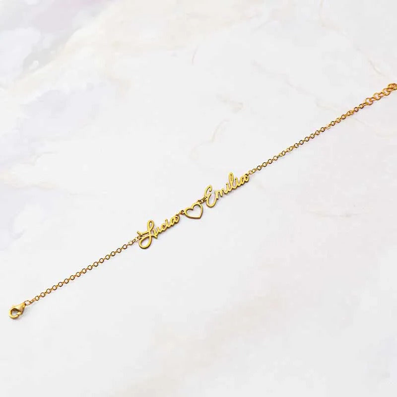 Custom Two-Name Heart Bracelet – Mom & Child