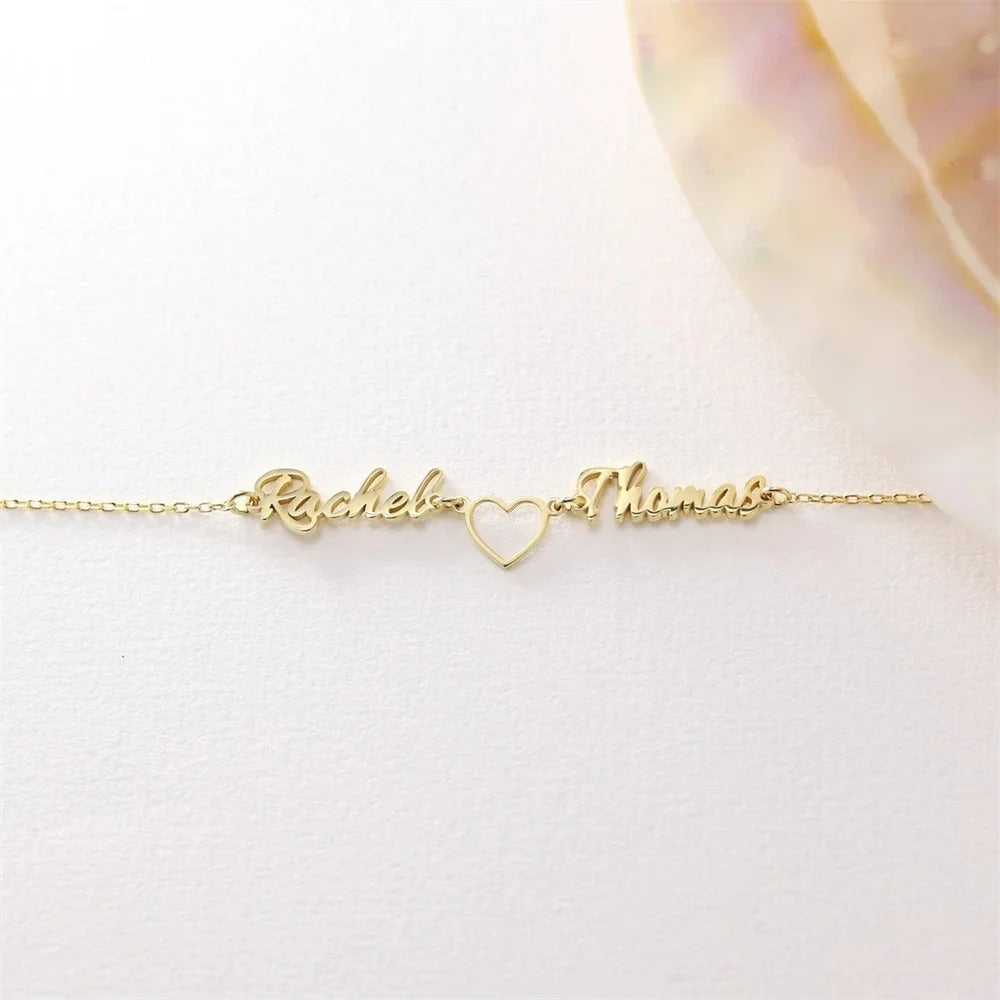 Custom Two-Name Heart Bracelet – Mom & Child