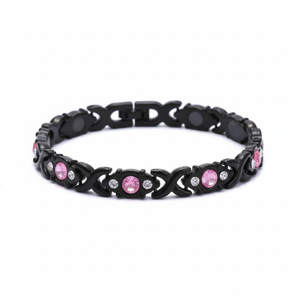 Energy magnet bracelet, eco-friendly alloy with diamonds