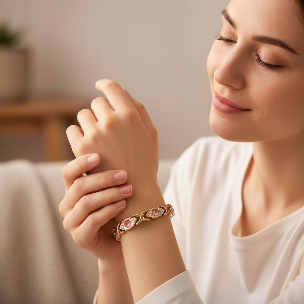 Energy magnet bracelet, eco-friendly alloy with diamonds