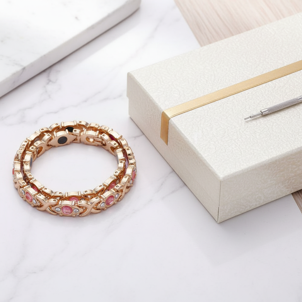 Energy magnet bracelet, eco-friendly alloy with diamonds