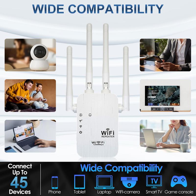 WiFi Extender 2025, 1200Mbps Dual Band (5GHz/2.4GHz) Signal Booster, Covers 10,000 sq