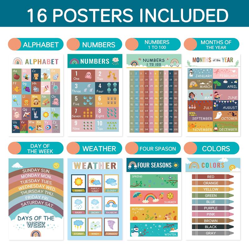 16 Boho Educational Posters for Toddlers