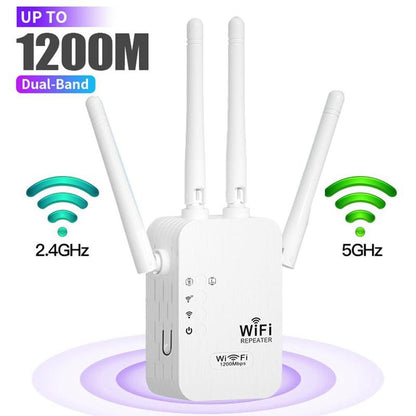 WiFi Extender 2025, 1200Mbps Dual Band (5GHz/2.4GHz) Signal Booster, Covers 10,000 sq