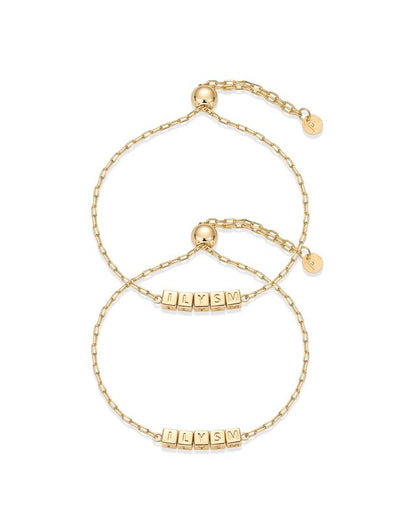 14K Gold Plated Adjustable Matching Bracelets for BFF