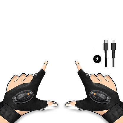 Adjustable LED Flashlight Gloves for Night Work and Camping