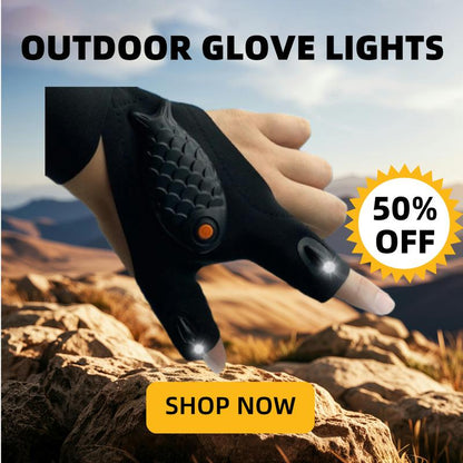 Adjustable LED Flashlight Gloves for Night Work and Camping