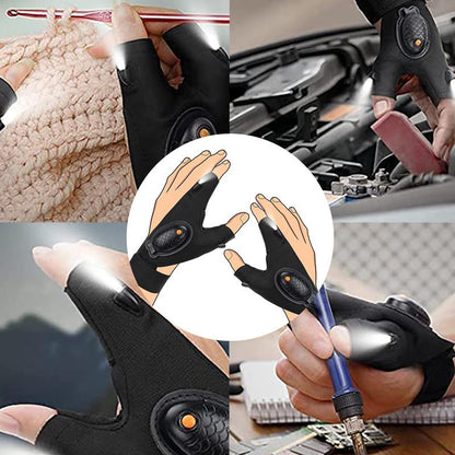 Adjustable LED Flashlight Gloves for Night Work and Camping