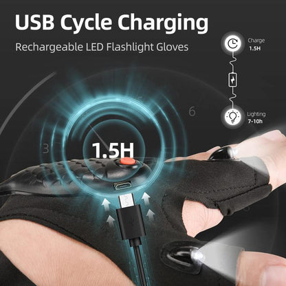 Adjustable LED Flashlight Gloves for Night Work and Camping