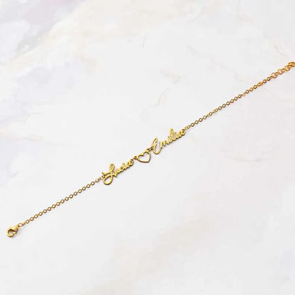 Custom Two-Name Heart Bracelet – Mom & Child