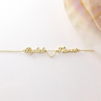 Custom Two-Name Heart Bracelet – Mom & Child